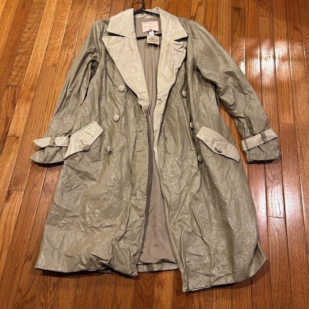 Hutch Colorblock Vegan Leather Trench Coat Sz m